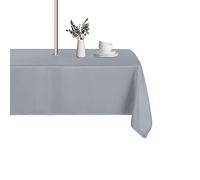 LUSHVIDA Tovaglia rettangolare per esterni con foro per ombrello e cerniera, 152 x 250 cm, color argento, lavabile, impermeabile, a prova di fuoriuscite e grinze, per patio, primavera, estate, picnic