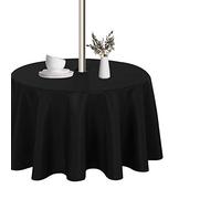 LUSHVIDA Tovaglia rotonda per esterni con foro per ombrello e cerniera, 152 cm, nero, lavabile, impermeabile, a prova di fuoriuscite e grinze, per patio, primavera, estate, picnic, barbecue