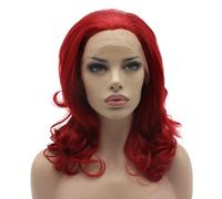 Lushy Stylish Medium Length Red Wig Heat Friendly Heavy Density Synthetic Lace Front Wig