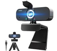 Lusinx Webcam 1080P per computer/laptop/desktop/PC, fotocamera esterna con microfono, USB Plug&Play, correzione automatica della luce bassa, copertura privacy, treppiede, grandangolo per riunioni