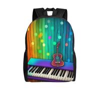 L'Uso Quotidiano Backpack Keyboard And Guitar Borse Da Scuola Vintage Zaino Università Per Trekking, Adulti, Studenti, 42X32X14Cm
