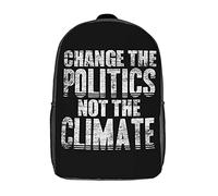 L'Uso Quotidiano Borsa Da Viaggio Change Politics Not Climate Borse Da Scuola Stampa 3D Rucksack Per Idea Regalo, Scuola, Studenti, 42X32X14Cm