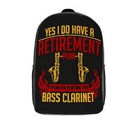 L'Uso Quotidiano Zaino Per La Scuola Retire To Play Bass Clarinet Zaino Viaggio Multicolor Backpack Per Idea Regalo, Adulti, Trekking, 42X32X14Cm