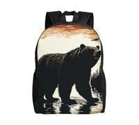 L'Uso Quotidiano Zaino Per Le Scuole Bear Silhouette Zainetto Scuola Stampa 3D Zaino Università Per Trekking, Idea Regalo, Studenti, 42X32X14Cm