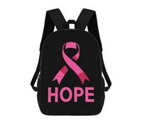 L'Uso Quotidiano Zaino Università Breast Cancer Awareness Ribbon Hope Printed Borse Da Scuola Stampa 3D Zaino Per Le Scuole Per Compleanno, Trekking, Idea Regalo, 42X32X14Cm