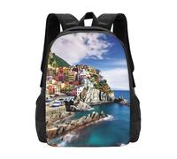 L'Uso Quotidiano Zaino Università Cinque Terre Scenery Print Zaino Per Le Scuole Eleganti Borse Da Scuola Per Trekking, Escursionismo, Compleanno, 42X32X14Cm
