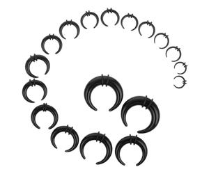 Lusofie 18-teiliges Septum-Piercing-Set, Acryl, Schwarz, C-Form, Septum-Piercing-Set, Dehnungsringe für Nasen-Ohr-Messgeräte, Größe 14G, 12G, 10G, 8G, 6G, 4G, 2G, 0G, 00G, Acryl