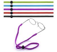 Lusofie 5 cinghie regolabili per occhiali da sole, cinghie elastiche per occhiali da vista, 5 colori, fascia per occhiali sportivi, in spandex intorno al collo, per uomini e donne, Multicolore, Medium