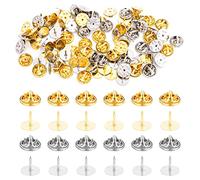 Lusofie 50 Pezzi Frizione per Pin Farfalla in Metallo Farfalla Pochette Fermacravatta per Spilla Distintivo Fai da Te (Oro, Argento)