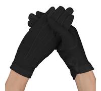 Lusofie Guanti Cotone Nero per Abito Corto Guanti Formali da Donna con Polsini con Chiusura a Scatto Costume da Mimo Uniforme Guanti Cosplay per Gioielli Manipolazione Artistica