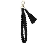 Lusofie Portachiavi in Macramè Portachiavi Intrecciato Boho Portachiavi con Ciondolo a Nappa con Cordino Corto Portachiavi per Auto da Donna (Nero)
