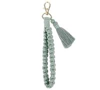 Lusofie Portachiavi in Macramè Portachiavi Intrecciato Boho Portachiavi con Ciondolo a Nappa con Cordino Corto Portachiavi per Auto da Donna (Verde)