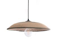 LUSSIOL - Lampada Saya, lampada a sospensione in tessuto e iuta, paralume diam. 50 cm, natura e verde, cavo nero, attacco E27