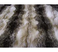 LUSSO ANIMALE Finta Pelliccia tessuto stoffa Marrone & BIANCO LUPO - Marrone, 1Mtr - 150cmx100cm