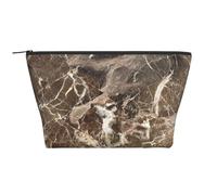Lusso di struttura di marmo marrone scuro, Borsa da toilette Borsa per trucco Borsa per cosmetici Borsa da toilette da viaggio portatile