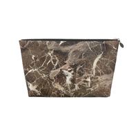 Lusso di struttura di marmo marrone scuro, Borsa da toilette Borsa per trucco Borsa per cosmetici Borsa da toilette da viaggio portatile