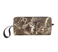 Lusso di struttura di marmo marrone scuro, Borsa per il trucco Borsa per cosmetici Borsa da toilette da viaggio portatile Borsa per trucco Organizer