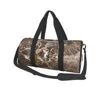Lusso di struttura di marmo marrone scuro, Borsone da viaggio di grande capacità Borsa rotonda Borsa da viaggio sportiva Borsa da viaggio Borsa da fitness