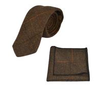 Lusso Digione a Spina di Pesce a Quadretti Cravatta E Tasca Quadrato Set, Tweed