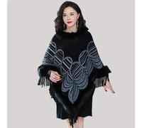 Lusso Donna Maglia Poncho Mantella Pelliccia Finta Bordo Nappa Nozze Festa