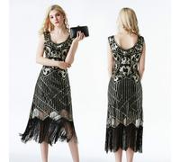 Lusso Donna Nappa Paillettes Abito da Sera 1920s Ottimo Stile Charleston Vintage