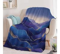 Lusso Ed Eleganza Coperta in Pile di Flanella 100 x 130 cm, Morbida e Calda Astratto Blu Scuro Montagne Viola Coperta Decorativa per Divano e Letto per ufficio auto viaggi campeggio