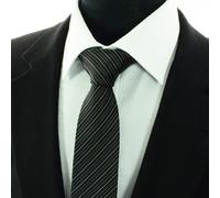 Lusso Gessato Uomo Skinny Nero 6.5CM Bianco Marrone Cravatta Slim Seta Regalo 58