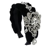 Lusso Industria Pesante Fasce Flanella Tessuti Accessori Per Capelli Delle Donne Cristallo Fiore Nappa Hairband