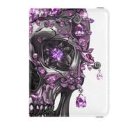 Lusso Nero e Bianco Cranio Viola Cristallo Porta passaporto famiglia per viaggio Vaccino Card Holder Cover Combo Passaporto con RFID Blocco per gli uomini Impermeabile