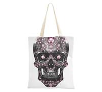 Lusso Nero e Bianco Teschio Pesca Cristallo Tote Borsa di Tela con manici Tote Bag Con Tasche Riutilizzabili Borse della spesa per il collega Bolsa de lona