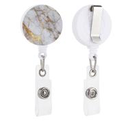 Lusso oro bianco marmo texture retrattile porta badge bobina clip porta carta d'identità per medico infermiere studente ufficio lavoratore