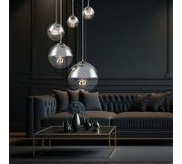 Lusso Pendolo Lampada da Soffitto Vetro Sfera Faretto Soggiorno Appesa Cromo
