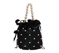 Lusso Perla Imitazione Bucket Bag Moda Catena Borse a Spalla per le Donne Ragazze Casual Outdoor Borsa Crossbody Bag, Nero