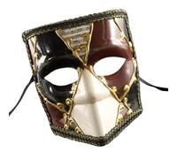 Lusso Pizzo Trim Veneziani Copertura Completa Del Viso Per Gli Uomini Contrasto Colore Carnevale Eyemask Con Nastro Per Mascherata Proms Disegni Vintage