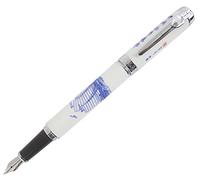 Lusso stilografica Jinhao 950 in porcellana bianca e blu con la calligrafia cinese e la barca di medie pennino 18kgp