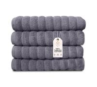 Lusso telo da bagno in cotone pettinato, set Collection - hotel e asciugamani da bagno di qualità - Made with 100% cotone turco, stile jacquard Rib - Made in Turchia, Cotone, Grey, 20X32