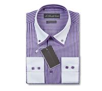 Lusso Uomo Casual Doppio Colletto Smart Fit Camicia Formale Design Italiano M -