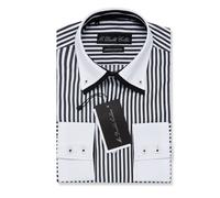 Lusso Uomo Casual Doppio Colletto Smart Fit Camicia Formale Design Italiano M -