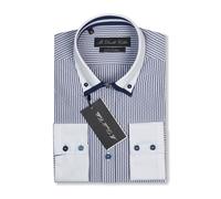 Lusso Uomo Casual Doppio Colletto Smart Fit Camicia Formale Design Italiano M -