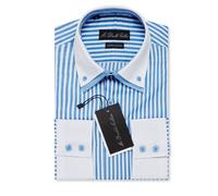 Lusso Uomo Casual Doppio Colletto Smart Fit Camicia Formale Design Italiano M -