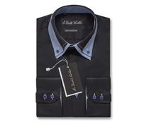 Lusso Uomo Smart Bianco & Nero Doppio con Colletto con Bottoni Italiano Camicia