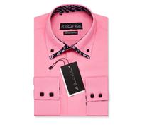Lusso Uomo Smart Bianco & Nero Doppio con Colletto con Bottoni Italiano Camicia