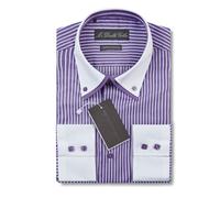 Lusso UOMO Super Alto Qualità Double Collar Camicia Casual Elegante Manica Lunga