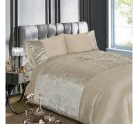 Lusso Velluto Riccio Argento Grigio O Champagne Copri Piumino Letto Set