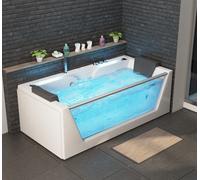 Lusso whirlpool Vasca da Bagno Con Vetro LED Ozono Riscaldamento 179x85 SX Dx