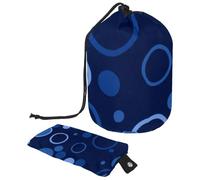 Lussuosa borsa per il trucco impermeabile grande da donna, resistente ed elegante per viaggi e uso quotidiano, geometrico circolare blu, Multicolore, 9.9x6.9in/25.2x17.6cm;6x3.5in/15.2x8.8cm