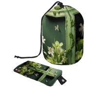 Lussuosa borsa per il trucco impermeabile grande da donna, resistente ed elegante per viaggi e uso quotidiano, croce verde pasquale, Multicolore, 9.9x6.9in/25.2x17.6cm;6x3.5in/15.2x8.8cm