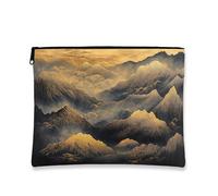 Lussuosa borsa per il trucco panoramica con montagna da 17,8 x 22,9 cm, borsa da viaggio, borsa cosmetica con paesaggio naturale e montagna per donne, organizer portatile con cerniera in