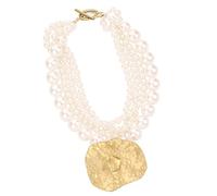 Lussuosa catena multifilo perle sintetiche Catena clavicola Versatile Formale Occasioni speciali Finitura elegante Stratificazione Audaci perle finte Collana dichiarazione per le donne Elegante