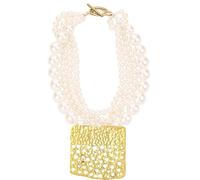 Lussuosa catena multifilo perle sintetiche Catena clavicola Versatile Formale Occasioni speciali Finitura elegante Stratificazione Audaci perle finte Collana dichiarazione per le donne Elegante